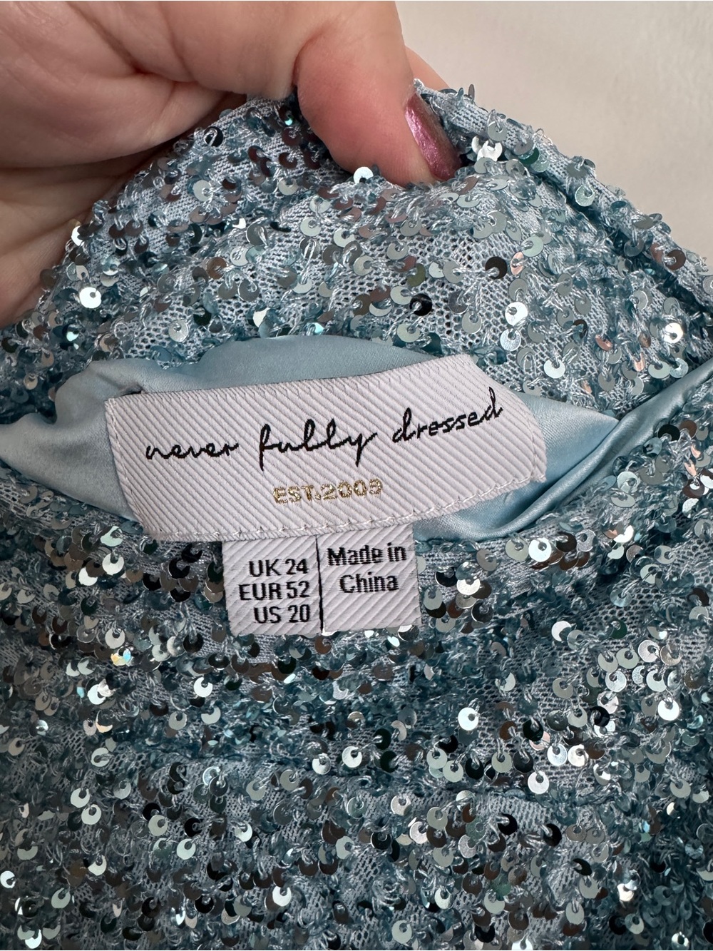 Never Fully Dressed Light Blue Sequin Maxi Skirt - Women - Picture 6 of 9